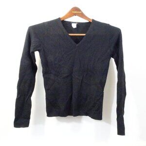 J Crew Black V-Neck Cashmere Sweater Size XS Lightweight